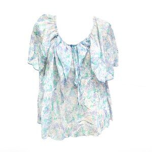 Vintage Nifty California Semi Sheer Floral Off-Shoulder Summer Blouse